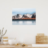 Snowy berg Lofoten Landschap Foto Poster (Keuken)