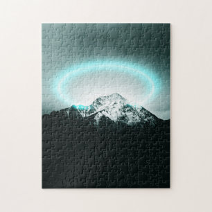 Snowy berg mysterieus blauw neonlicht legpuzzel