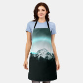 Snowy berg mysterieus blauw neonlicht schort (Gedragen)