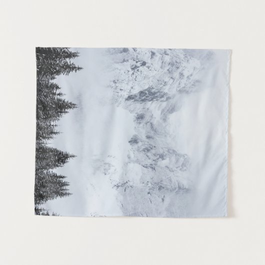 Snowy-bergen en sparsaus-bos wandkleed (Voorkant (horizontaal))