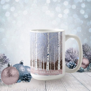 Snowy berken bomen kerst stoffig blauw ID1003 Koffiemok