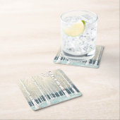 Snowy Berken Kerst Blauwgroen ID1003 Vierkante Kartonnen Onderzetter (Insitu)