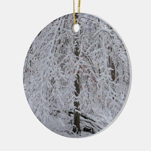 Snowy Birch Tree Canopy Keramisch Ornament (Links)