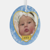 Snowy Blue Baby's Foto Keepomwille Kerstmis Glas Ornament (Voorkant Rechts)