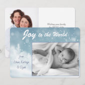 Snowy Blue Joy aan de Wereld Kerstmis Feestdagenkaart (Voorkant / Achterkant)