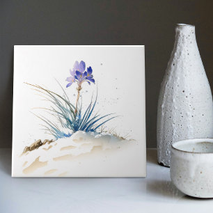 Snowy Blue Mountain Crocus Reborn Flower Ceramic T Tegeltje