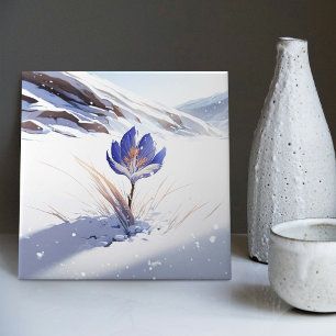 Snowy Blue Mountain Crocus Reborn Flower Ceramic T Tegeltje