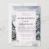 Snowy Blue Mountain Waterverf rustieke bruiloft Kaart (Voorkant)