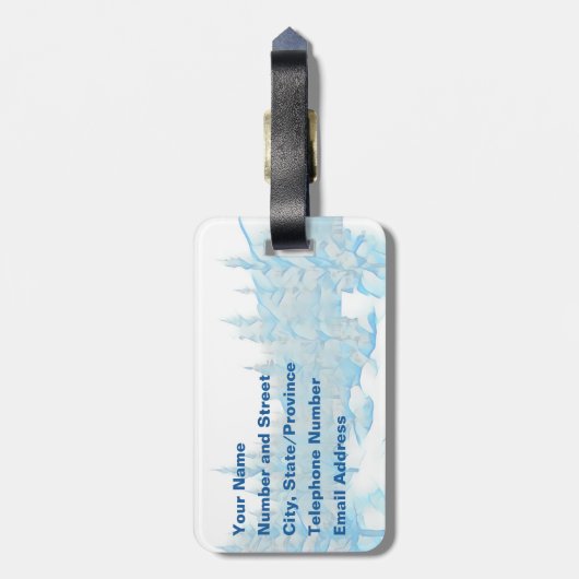 Snowy Blue Trees Bagagelabel (Achterkant verticaal)