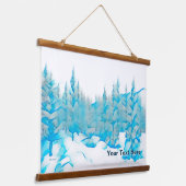 Snowy Blue Trees Hangend Wandkleed (Gebogen)