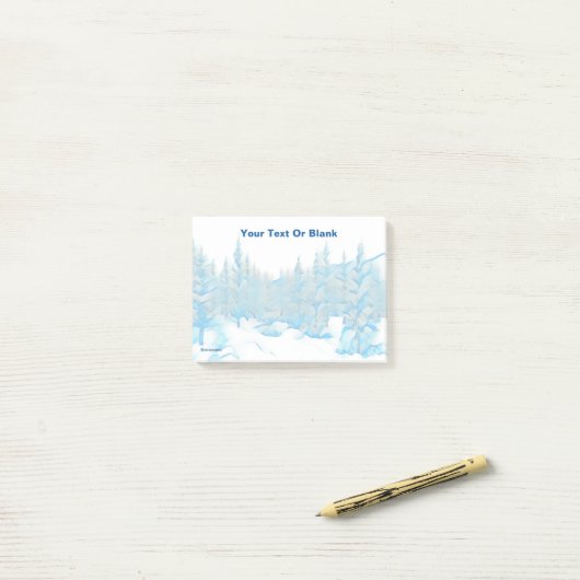 Snowy Blue Trees Post-it® Notes (Op bureau)