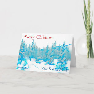 Snowy Blue Trees - Vrolijk kerstfeest Kaart