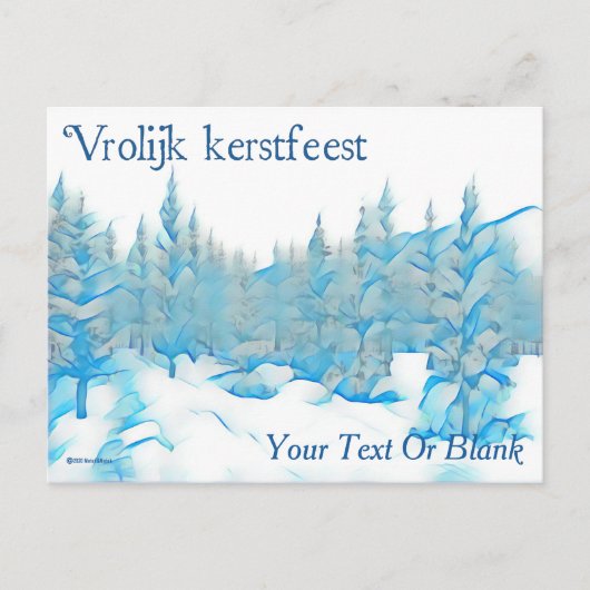 Snowy Blue Trees - Vrolijk scherf Briefkaart (Voorkant)