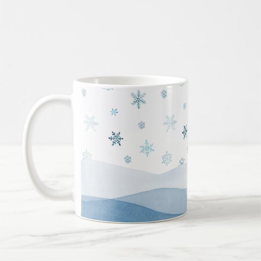 Snowy Blue Winter Landscape Mug (Gauche)