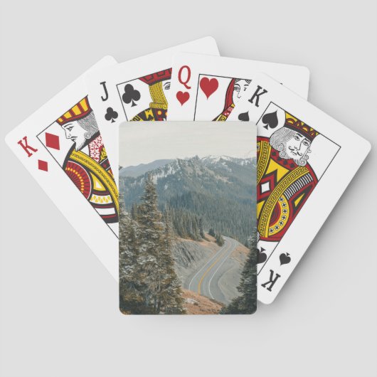 Snowy Bossen langs de weg Pokerkaarten (Achterkant)