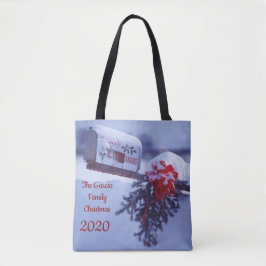 Snowy brievenbus, pijnboombui, rode boog, bessen F Draagtas