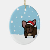 Snowy Brindle Frenchie Keramisch Ornament (Rechts)