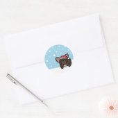 Snowy Brindle Frenchie Ronde Sticker (Envelop)