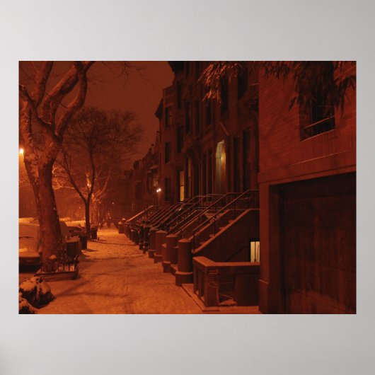Snowy Brownstone- Night Poster (Voorkant)