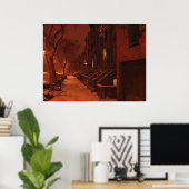 Snowy Brownstone- Night Poster (Thuiskantoor)