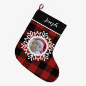 Snowy Buffalo Plaid Christmas Stocking Grote Kerstsok (Voorkant (Hangend))