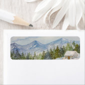 Snowy Cabin Adresetiketten Etiket (Insitu)
