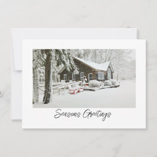 Snowy Cabin kerstKaart Notitiekaartje