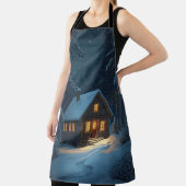 Snowy Cabin Night Apron  Schort (Insitu)