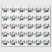 Snowy Cabin Scene Cadeaupapier (Vlak)