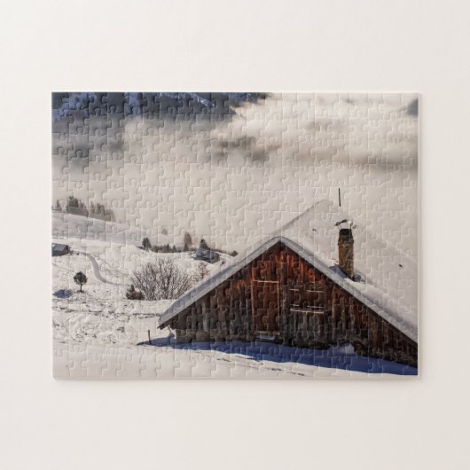 SNOWY CABIN SCENE JIGSAW PUZZLE LEGPUZZEL (Horizontaal)