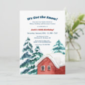 Snowy Cabin Uitnodiging (Staand voorkant)