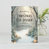 Snowy Candlelit Frosted Evergreens Kaart (Staand voorkant)