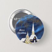 Snowy Christmas Church Amen Button (Voorkant /achterkant)