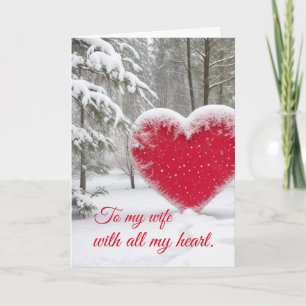 Snowy Christmas Heart Feestdagen Kaart