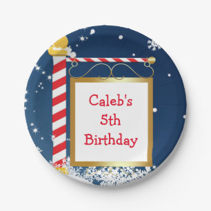 Snowy Christmas North Pole Holiday Party Borden Papieren Bordje