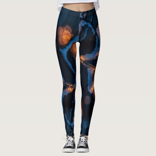 Snowy Christmas Star Night Leggings (Devant)