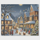 Snowy Christmas Town Cadeaupapier (Vlak)