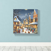 Snowy Christmas Town Canvas Afdruk (Insitu (Houten vloer))