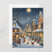 Snowy Christmas Town Feestdagenkaart (Voorkant / Achterkant)