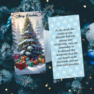 Snowy Christmas Tree Bladwijzer Holiday Kaart