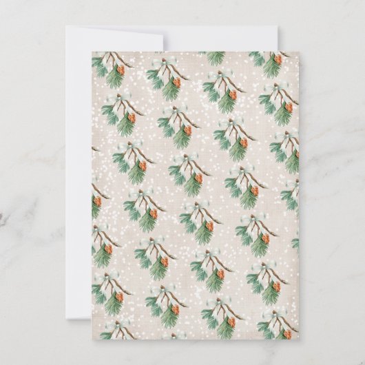 Snowy Christmas Tree Branch Ornament Baby shower Kaart (Achterkant)