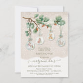 Snowy Christmas Tree Branch Ornament Baby shower Kaart (Voorkant)