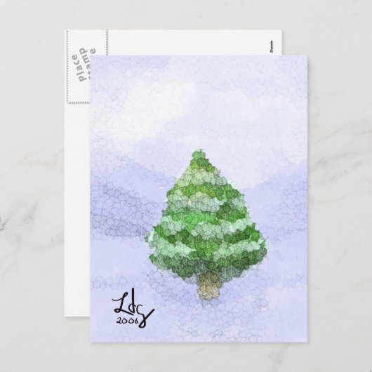 Snowy Christmas Tree Briefkaart (Voorkant / Achterkant)