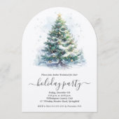 Snowy Christmas Tree Holiday Party Kaart (Voorkant)