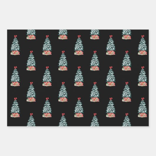 Snowy Christmas Tree Inpakpapier Vel (Voorkant 2)