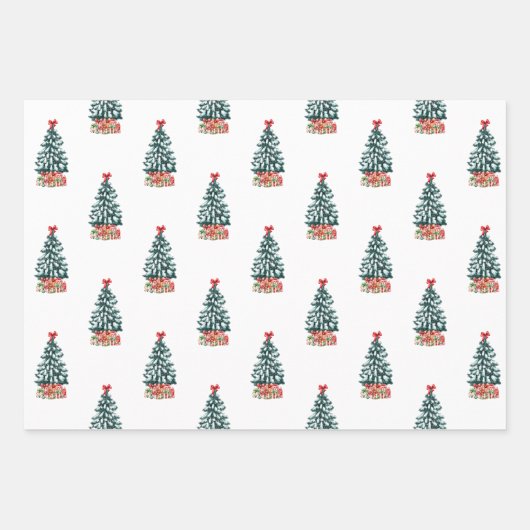 Snowy Christmas Tree Inpakpapier Vel (Voorkant)