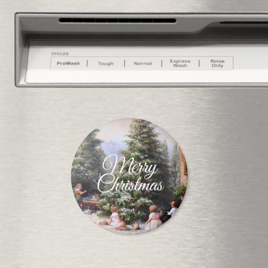 Snowy Christmas Tree Kids' Play Oil Painting Magneet (Insitu (Vaatwasser))