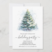 Snowy Christmas Tree Party Kaart (Voorkant)