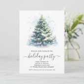 Snowy Christmas Tree Party Kaart (Staand voorkant)