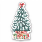 Snowy Christmas Tree Sticker (Voorkant)